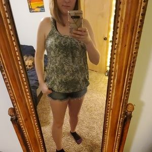 Lace print tank top